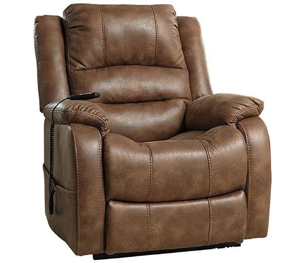 Signature Design by Ashley Yandel Faux Leather Electric Power Lift Recliner for Elderly