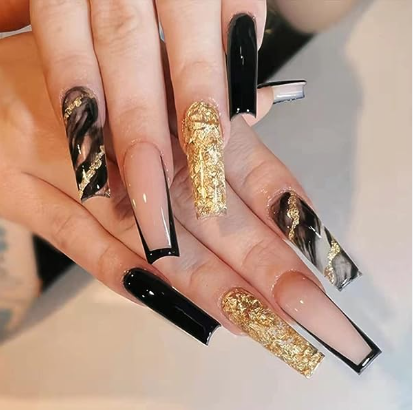 Best Coffin Black Acrylic Nails