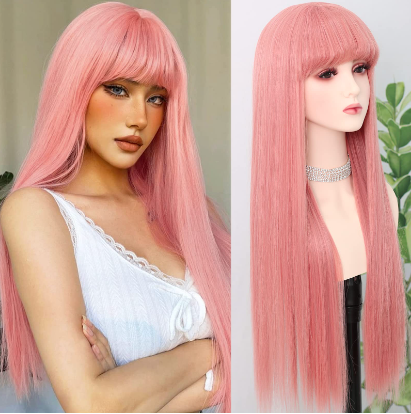 Best Pink Wig With Bangs