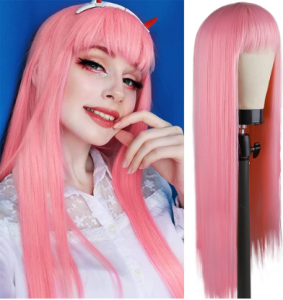 Pink Wig With Bangs Image
