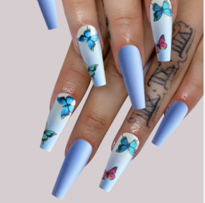 Blue Butterfly Nails Image