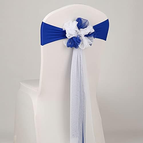 20 PCS Two-Color Flower Organza Floating Ribbon Spandex Stretch Chair Sashes