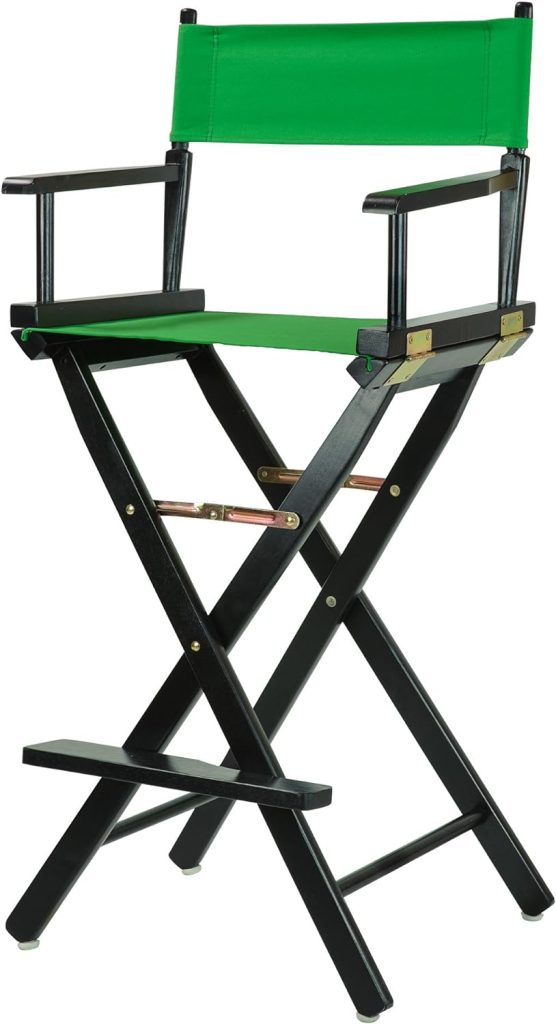 Casual Home Director's Chair ,Black Frame/Green Canvas,30" - Bar Height