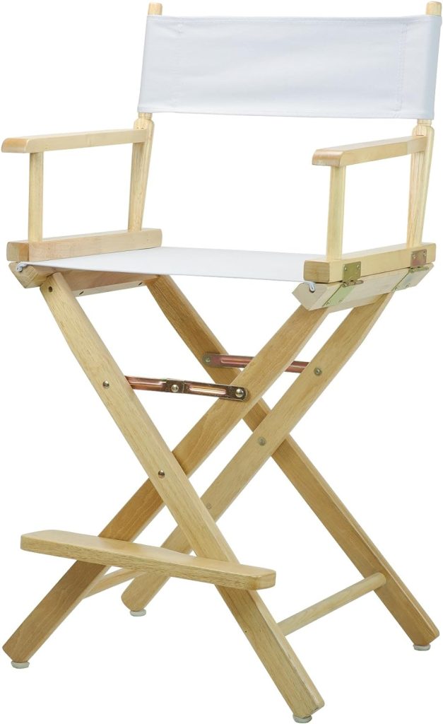 Casual Home 24" Director's Chair Natural Frame with White Canvas, Counter Height
