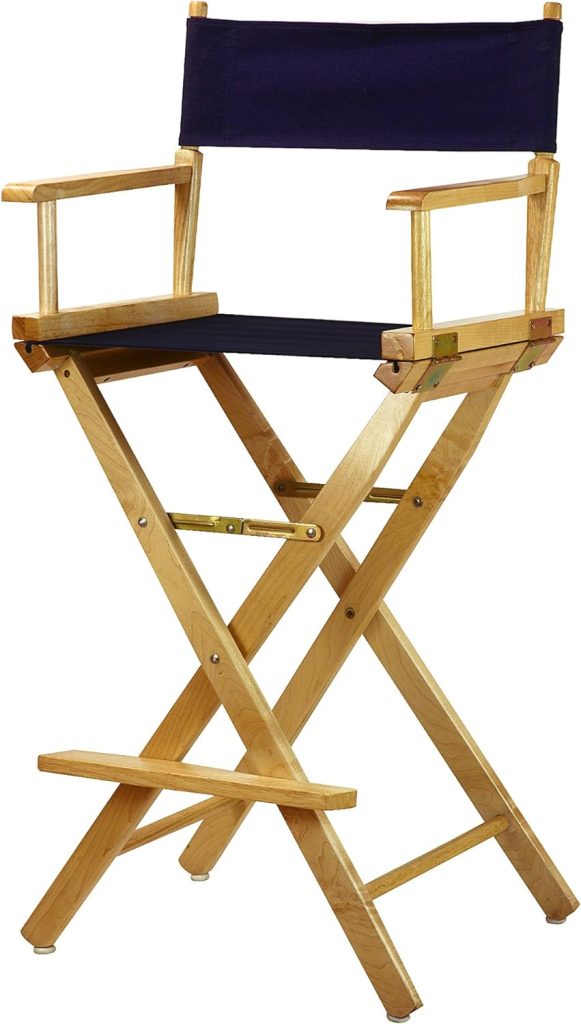 Casual Home Director's Chair ,Natural Frame/Navy Canvas,30"