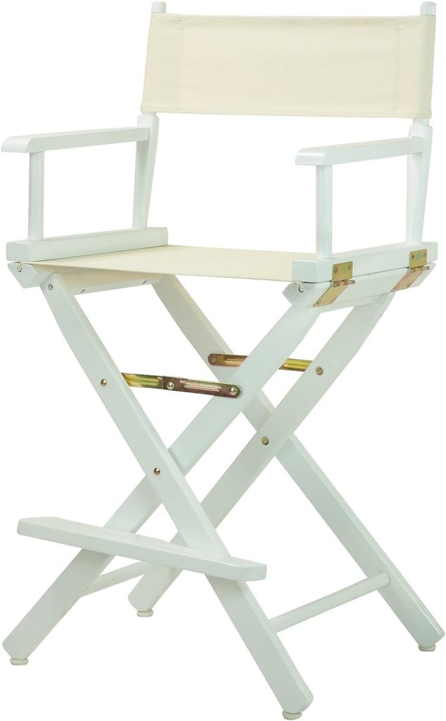 Casual Home 24" Director's Chair White Frame with Wheat Canvas, Counter Height