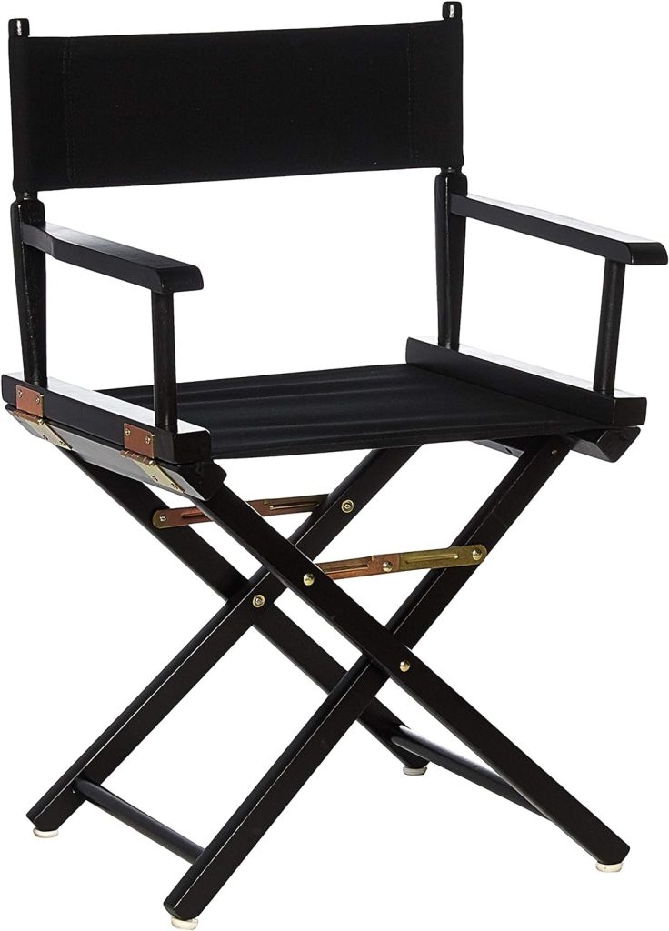 Casual Home Director's Chair ,Black Frame/Black Canvas,18"
