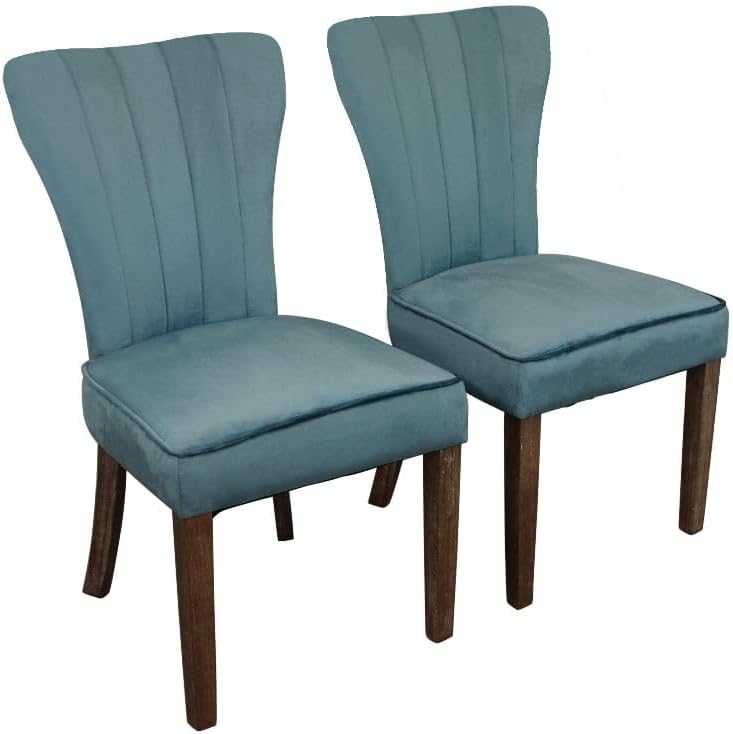Cleo 21" Modern Fabric/Wood Side Chairs in Teal Blue