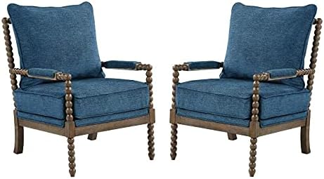 Home Square 2 Piece Linen Fabric Spindle Chair