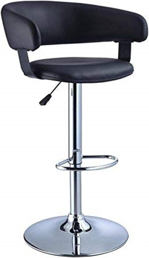 Powell Furniture Black Faux Leather Barrel and Chrome Adjustable Height Bar Stool