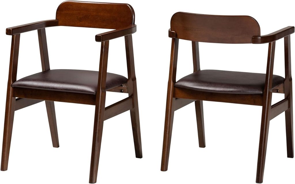 Dark Brown Finished Wood 2-Piece Dining Chair Set