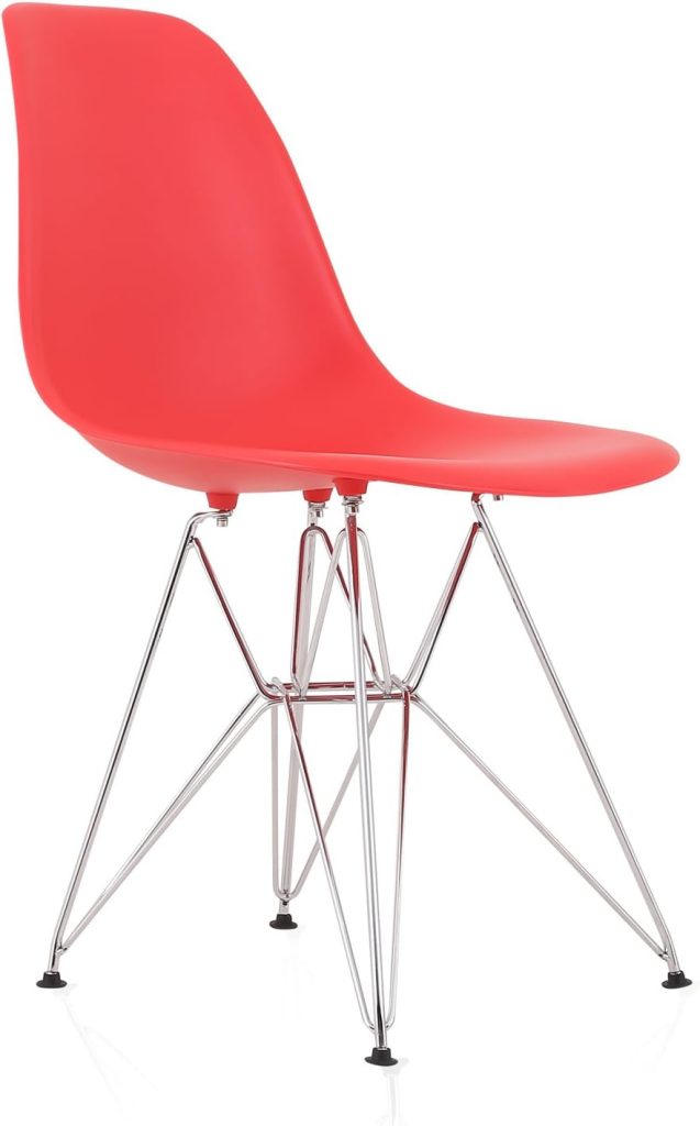 Plastic Dining Side Chair with Steel Eiffel Legs