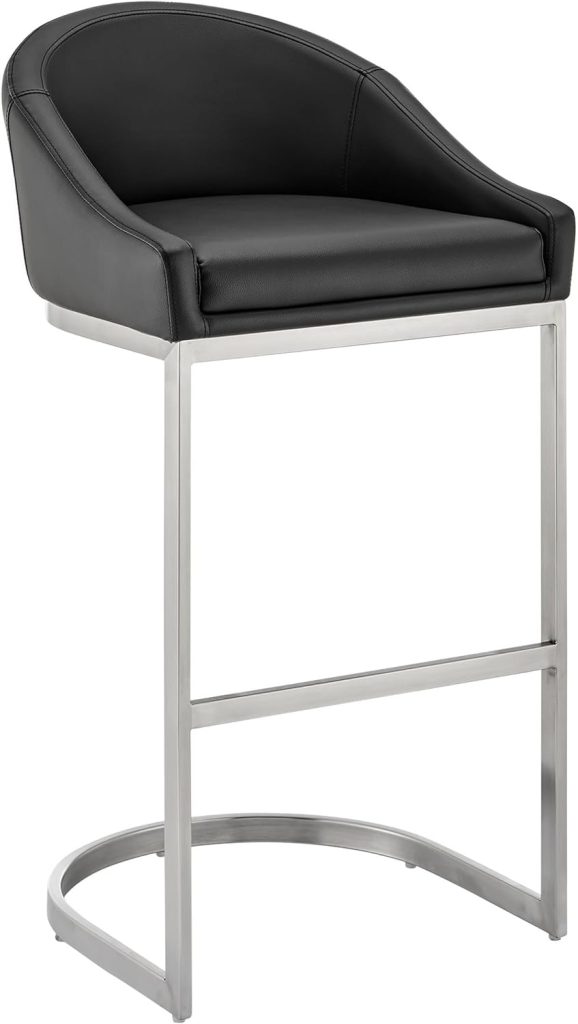 Lina 28 Inch Bar Stool Chair, Metal Cantilever Base