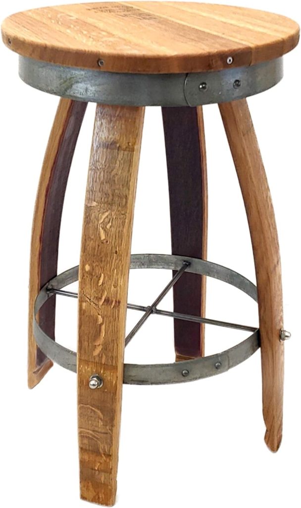 Central Coast Creations Swivel Top Bar Stool - Wine Barrel Handcrafted Wine Barrel Furniture