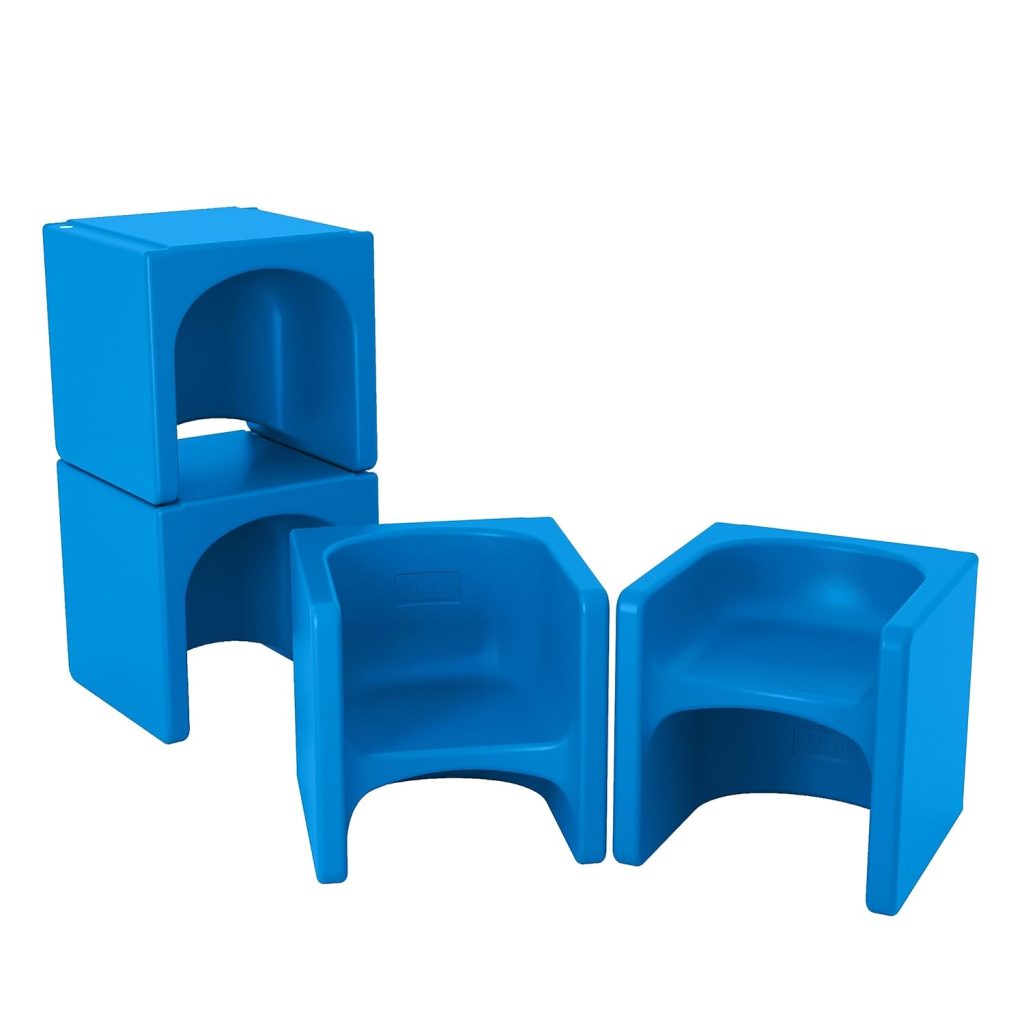 Tri-Me 3-in-1 Cube Chair, Kids Furniture, Blue, 4-Piece