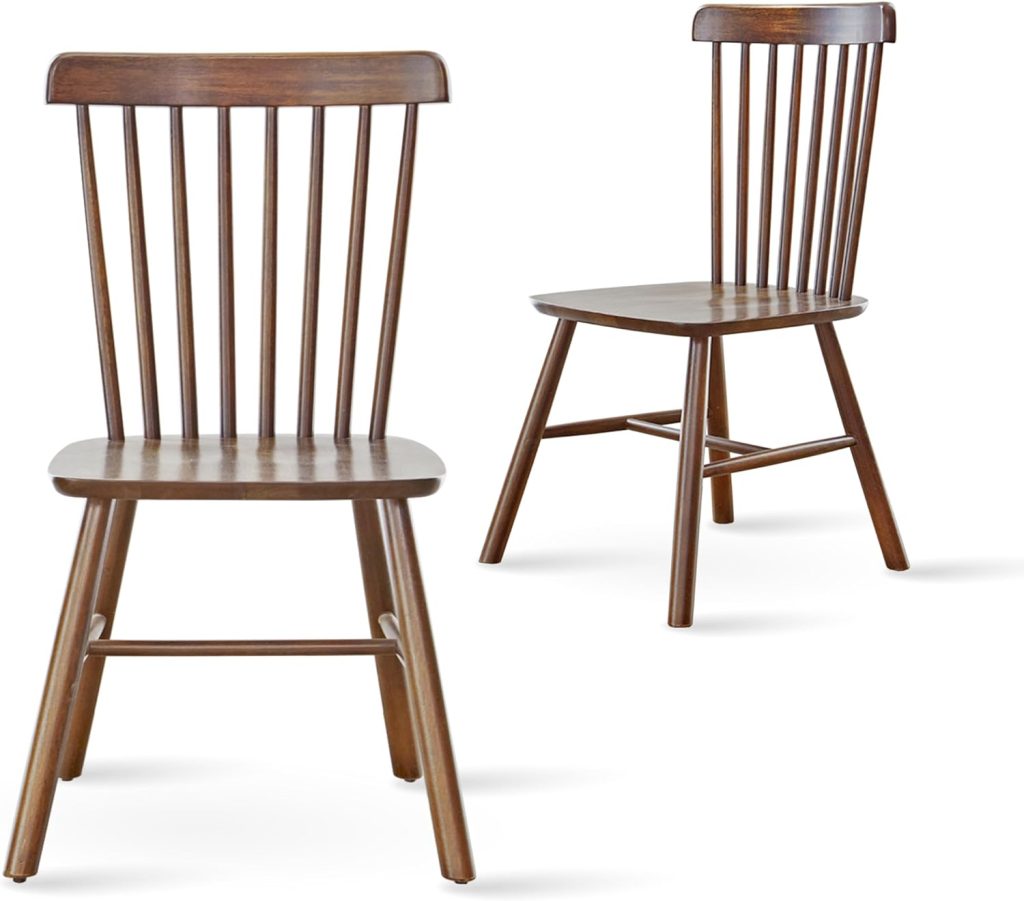 Country Farmhouse High Spindle Back Wooden Side Chairs