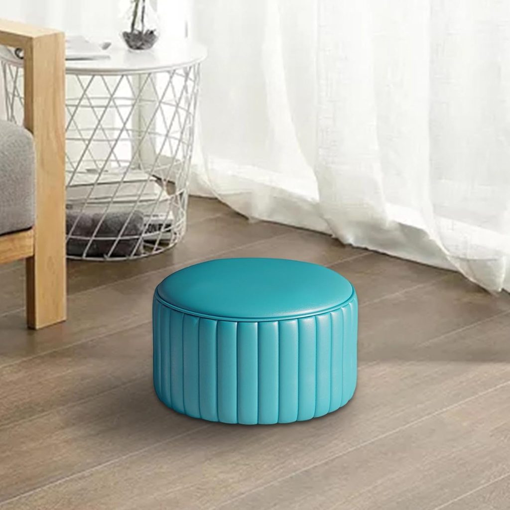 Ottoman Foot Stool for Entryway Living Room, Peacock Blue