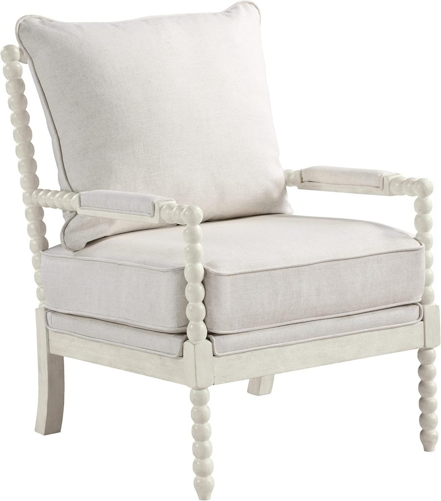 Spindle Accent Chair with Antique Wood Frame