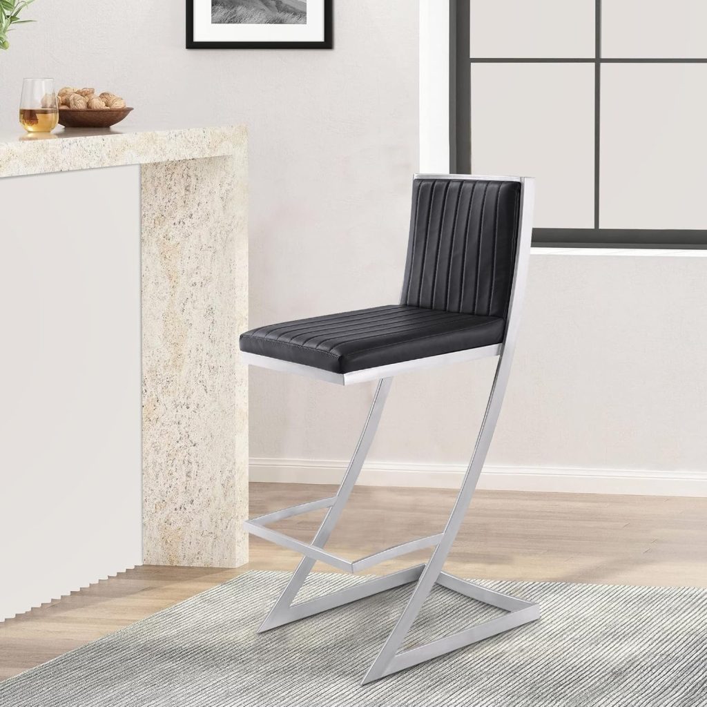 Benjara Barstool with Channel Stitching and Angled Cantilever Base
