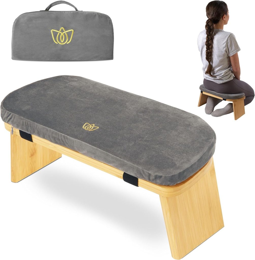 Sturdy Prayer Bench with Meditation Cushion