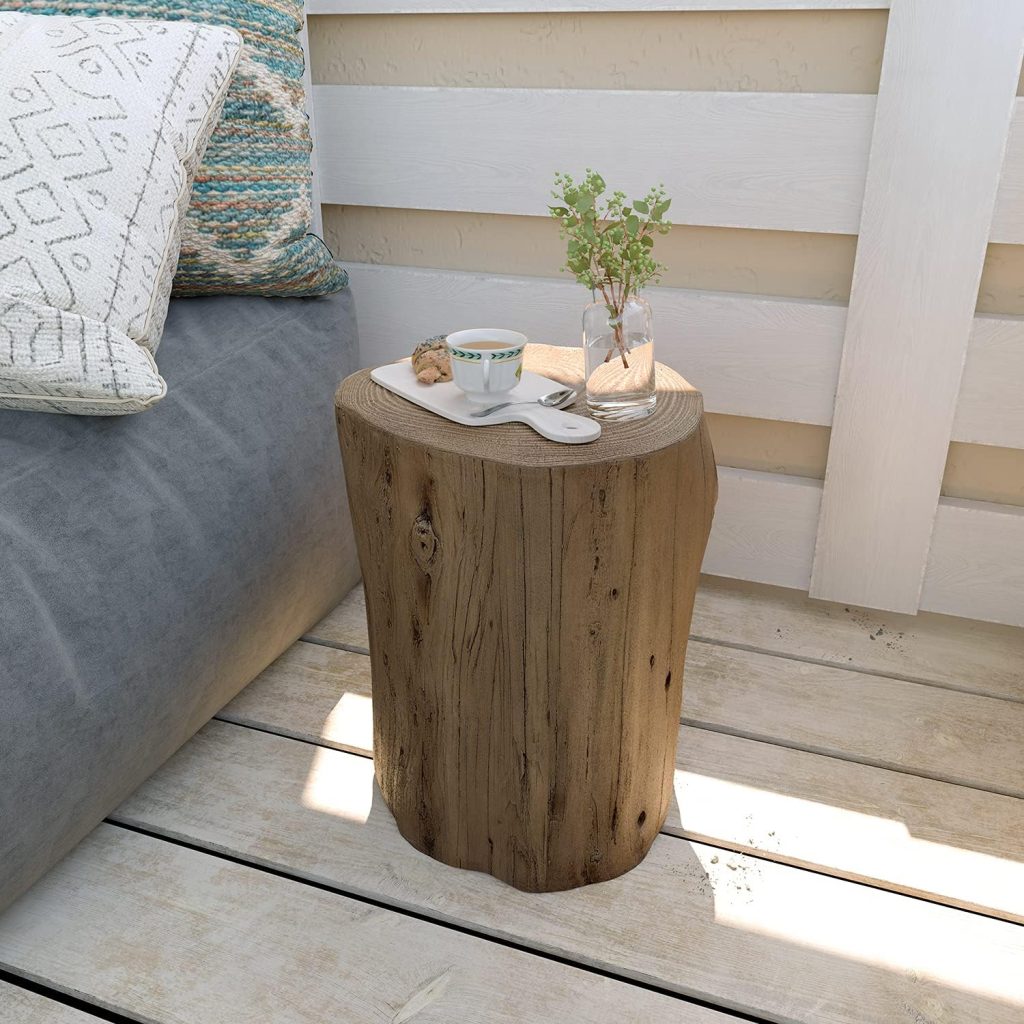 Tree Stump Modern Round Coffee Table Accent Table Set