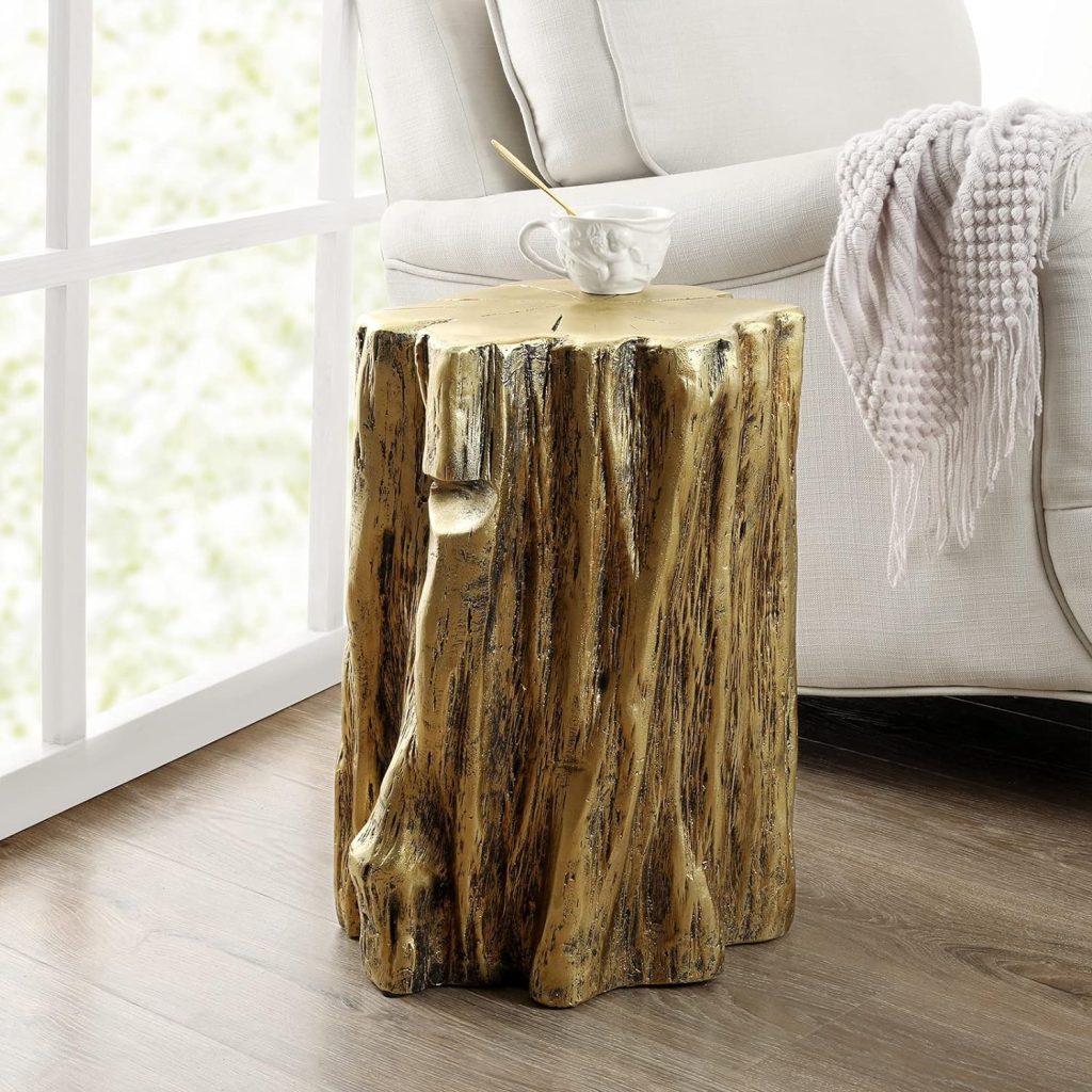 Wood Tree Stump Trunk Side End Table, Patio Table, Garden Stool