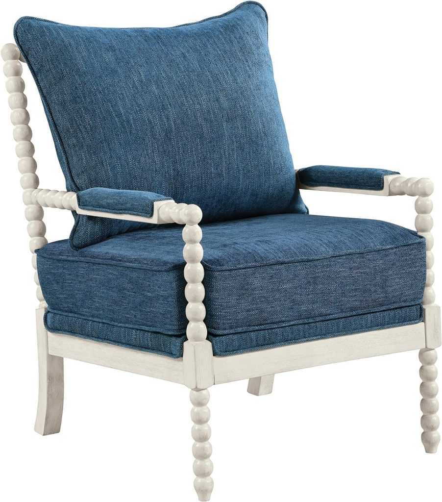 Spindle Accent Chair with Antique White Wood Frame